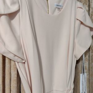 Calvin Klein tulip sleeve long A line dress